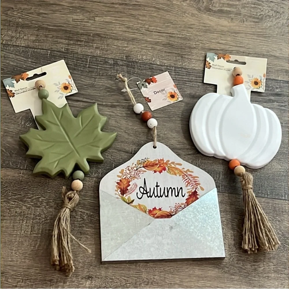 Autumn Leaf, Fall Envelope & Pumpkin Hanging/Tier Tray 3pcs Set 🍃🆕🍃